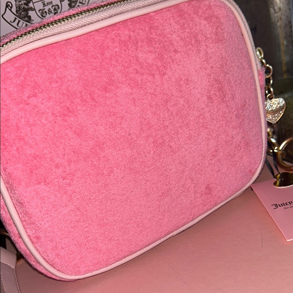 New! Juicy Couture Juicy Lovers Club crossbody bag in Pink w/sparkling crystals - Picture 10 of 15